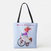 Gnome met Bike Christmas Canvas tas (Achterkant)
