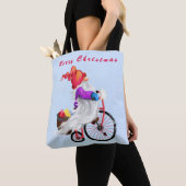 Gnome met Bike Christmas Canvas tas (Dichtbij)
