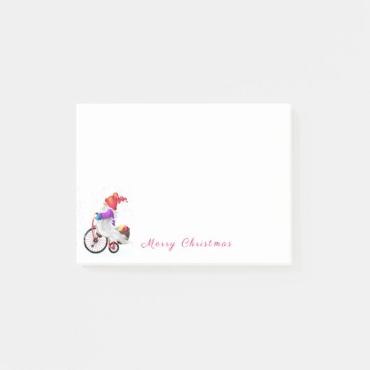 Gnome met Bike Christmas Post-it® notes (Voorkant)