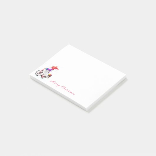 Gnome met Bike Christmas Post-it® notes (Schuin)