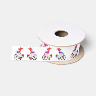 Gnome met Bike en Gifts kerstsatin Ribbon Satijnen Lint