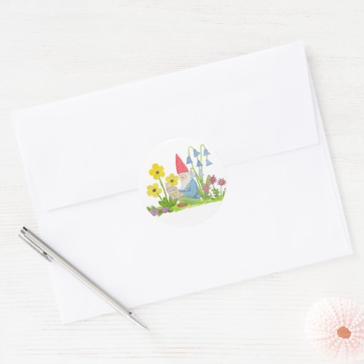 Gnome met Bloemen sticker (Envelop)