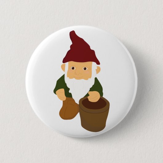 Gnome met Bucket Ronde Button 5,7 Cm (Voorkant)