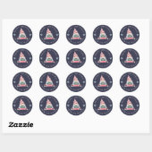 Gnome met cadeautjes voor prettige kerst ronde sticker (Vel)