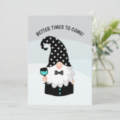 Gnome met Champagne Feestelijke Vakantie Cheer Feestdagenkaart (Staand voorkant)