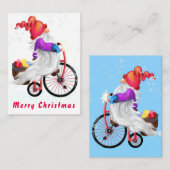 Gnome met fiets en cadeaus kerst Kaart Notitiekaartje (Voorkant / Achterkant)
