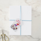 Gnome met Fiets Kerstcadeau Tags Cadeaulabel (Met Touw)
