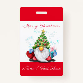 Gnome met Gift Christmas Custom Name Badge