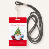 Gnome met Gift Christmas Custom Name Badge (Achterkant met draagriem)