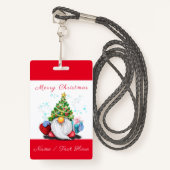 Gnome met Gift Christmas Custom Name Badge (Voorkant met draagriem)