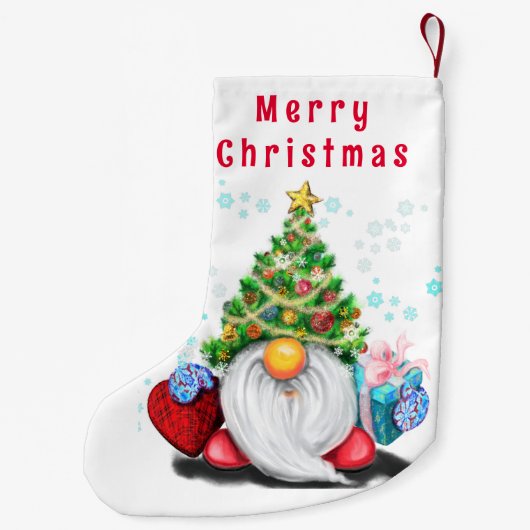 Gnome met Gift Kerstmis Kous Kleine Kerstsok (Achterkant)