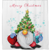 Gnome met Kerstboom Pet Douchegordijn (Voorkant)
