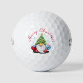 Gnome met kerstboom Pet en cadeau golfballen (Voorkant)