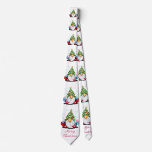 Gnome met kerstboom Pet en geschenken Stropdas