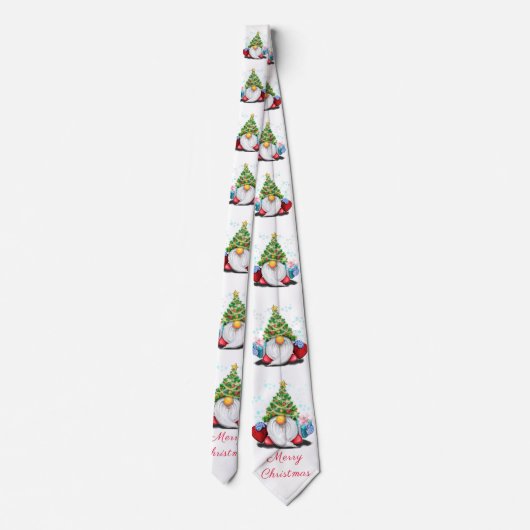 Gnome met kerstboom Pet en geschenken Stropdas (Achterkant)
