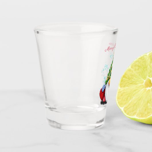 Gnome met kerstboom Pet en geschenkglas Shot Glas (Links)