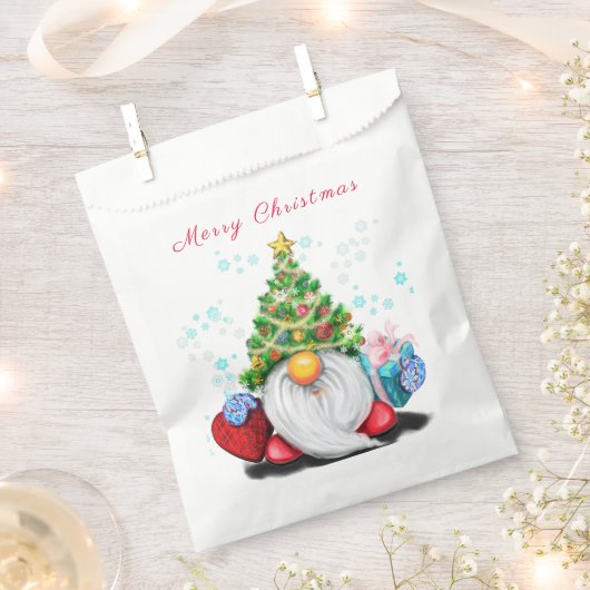 Gnome met Kerstboom Pet en Gift Favor Bag Bedankzakje (Geknipt)
