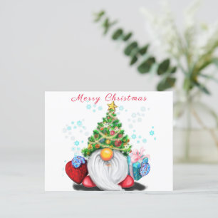 Gnome met Kerstboom Pet en Gift Kaart