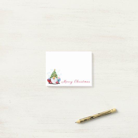 Gnome met kerstboom Pet Funny Post-it® notes (Op bureau)