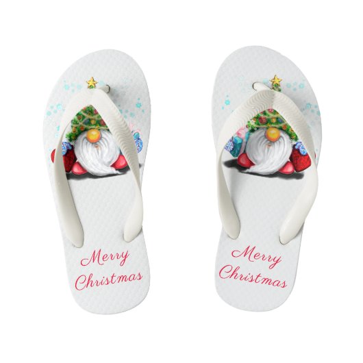 Gnome met kerstboom Pet Kind Teenslippers (Voetbed)