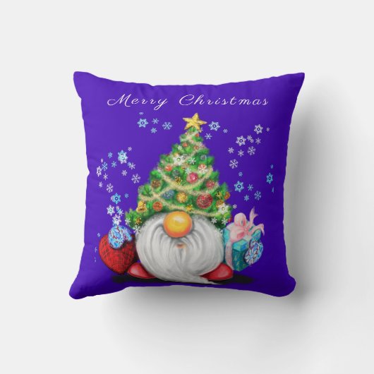 Gnome met kerstboom Pet Sierkussen (Achterkant)