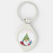 Gnome met Kerstboom Pet Sleutelhanger Gift (Voorkant)