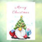 Gnome met Kerstboom Pet Venster Cling Raamsticker (Vel 3)
