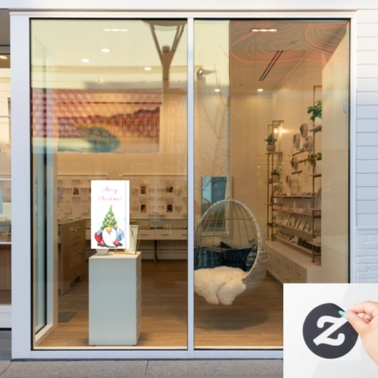 Gnome met Kerstboom Pet Venster Cling Raamsticker (Winkelraam)