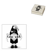 Gnome met Love Banner Rubber Stamp Rubberstempel (Gestempeld)