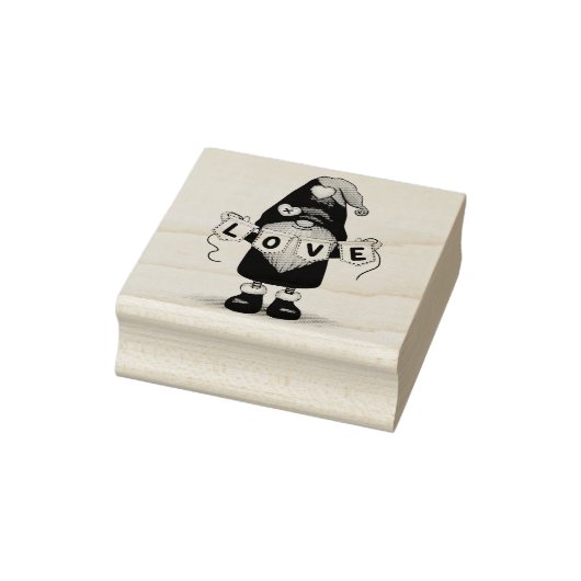 Gnome met Love Banner Rubber Stamp Rubberstempel (Stempel)