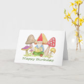 Gnome met Paddenstoel Boek verjaardagskaart Kaart (Gele Bloem)