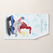 Gnome met skateboard kerstbadhanddoeken bad handdoek (Handdoek)