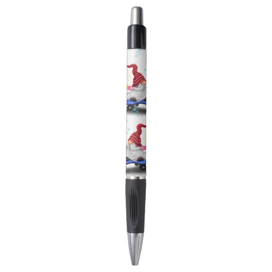 Gnome met skateboard kerstpen pen (Voorkant Verticaal)