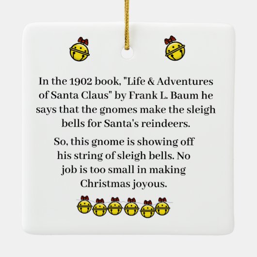Gnome met Slaapbalken; kerstversiering Keramisch Ornament (Achterkant)