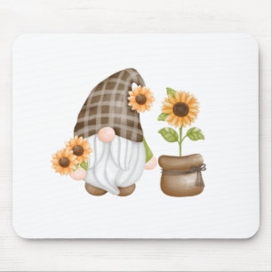 Gnome met zonnebloemen muismat