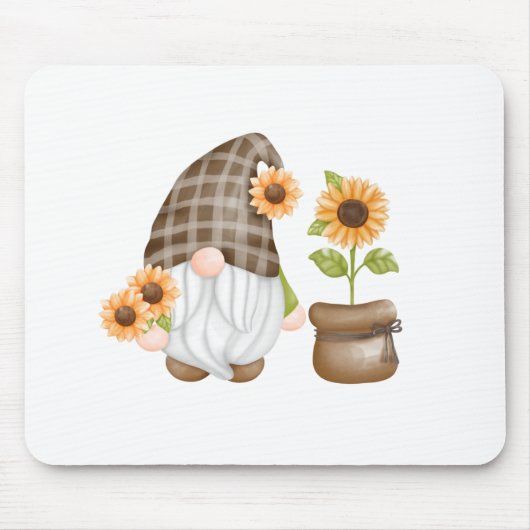 Gnome met zonnebloemen muismat (Voorkant)