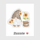 Gnome met zonnebloemen sticker (Vel)