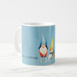Gnome Monogram Whimsical Waterverf Blue Koffiemok