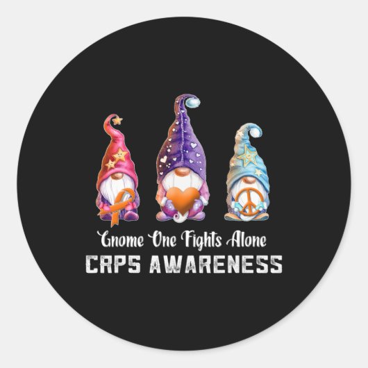 Gnome Niemand vecht RSD CRPS Awareness Alleen CRPS Ronde Sticker (Voorkant)