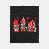 Gnome Nurse Scrub Valentijn Rn Icu Er Valentijns D Fleece Deken (Voorkant)