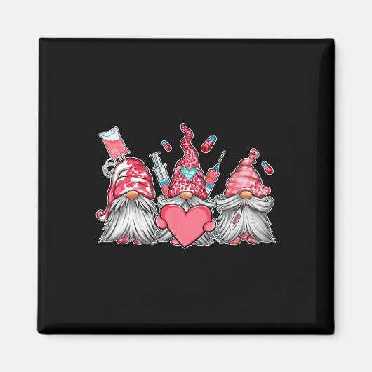 Gnome Nurse Scrub Valentine Rn Icu Er Valentines D Magneet (Voorkant)