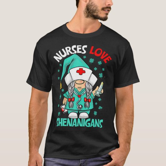 Gnome Nurses Love Shenanigans Nurse St Patricks Da T-shirt (Voorkant)