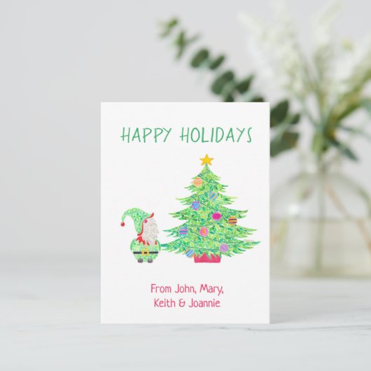 Gnome onder de kerstboom Kaart (Staand voorkant)