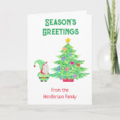 Gnome onder de kerstboom Kaart (Voorkant)