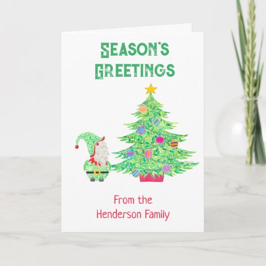 Gnome onder de kerstboom Kaart (Voorkant)