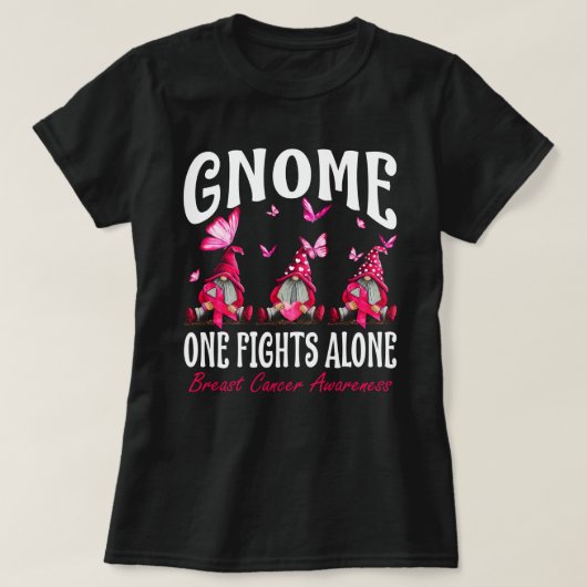 Gnome One Fight Alone Breast Cancer Awareness T-shirt (Design voorkant)
