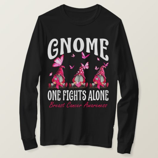 Gnome One Fight Alone Breast Cancer Awareness T-shirt (Design voorkant)