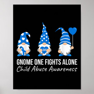 Gnome One Fight Alone Child Abuse Awareness Blue Poster