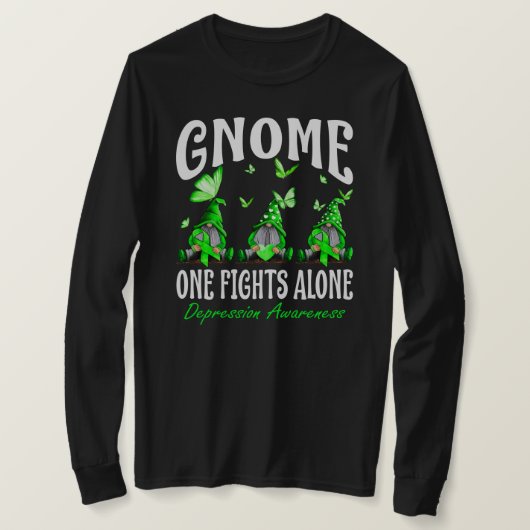 Gnome One Fight Alone Depression Awareness T-shirt (Design voorkant)