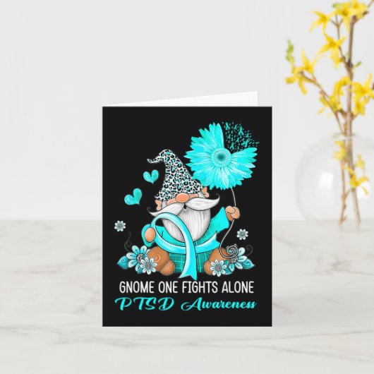 Gnome One Fights Alone Blauwgroen Ribbon Warrior P Kaart (Gele Bloem)